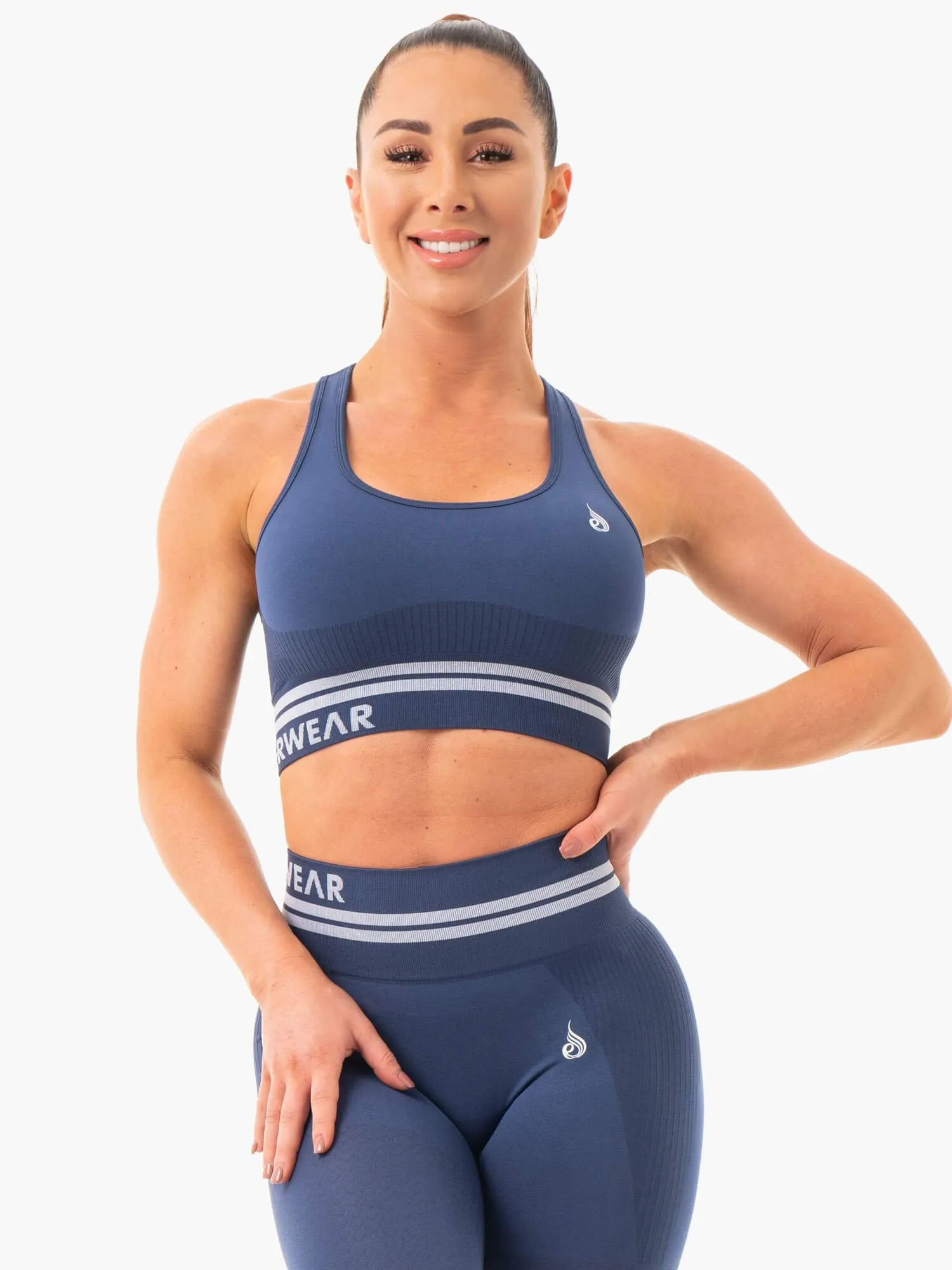 Freestyle Seamless Longline Sports Bra - Steel Blue sold by Ryderwear product image thumbnail 2