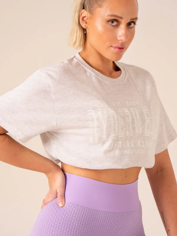 Grit Oversized T-Shirt - Snow Marl/White sold by Ryderwear