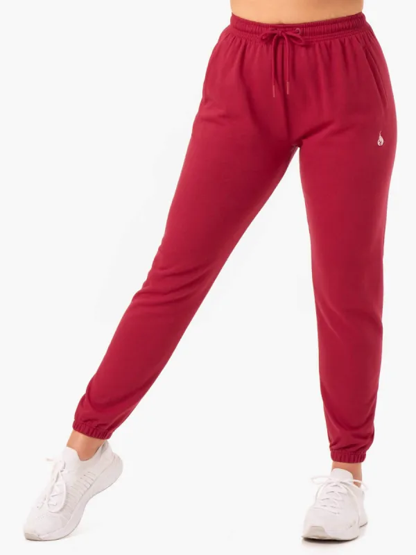 Off-Duty Fleece Track Pants - Burgundy made by Ryderwear