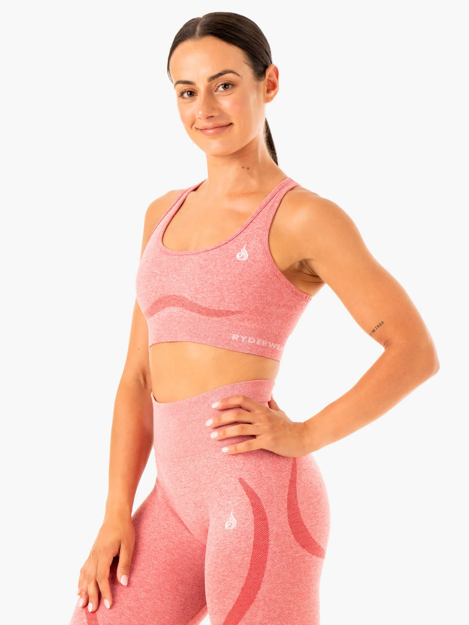 Staples Seamless Racer Back Sports Bra - Pink Marl sold by Ryderwear product image thumbnail 3