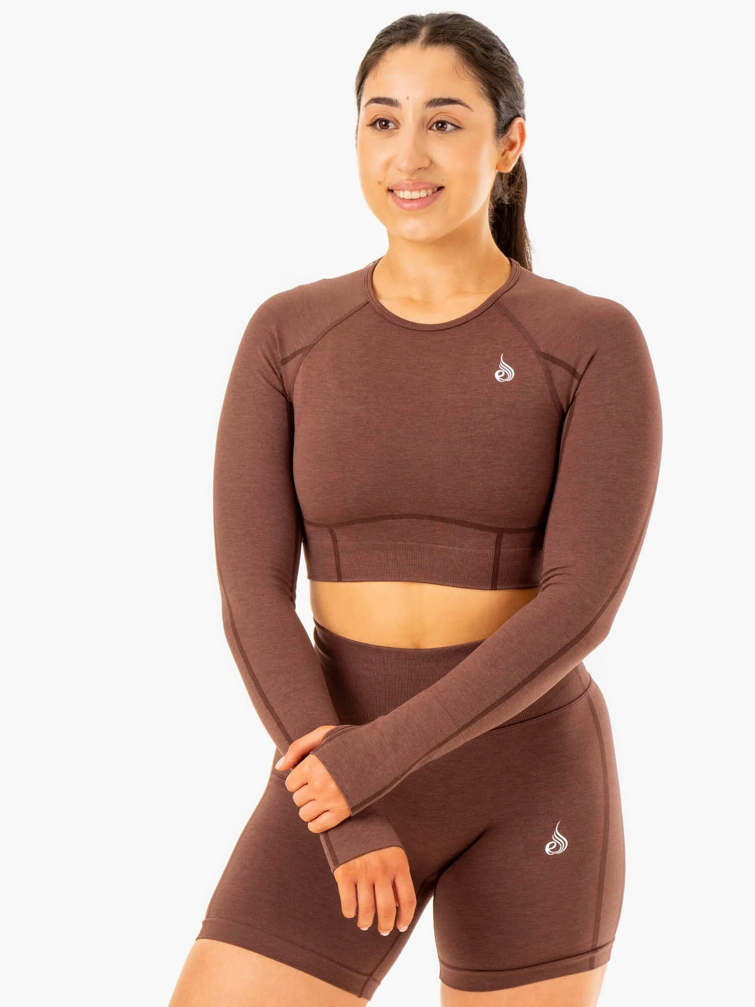 Enhance Seamless Long Sleeve Top - Chocolate sold by Ryderwear