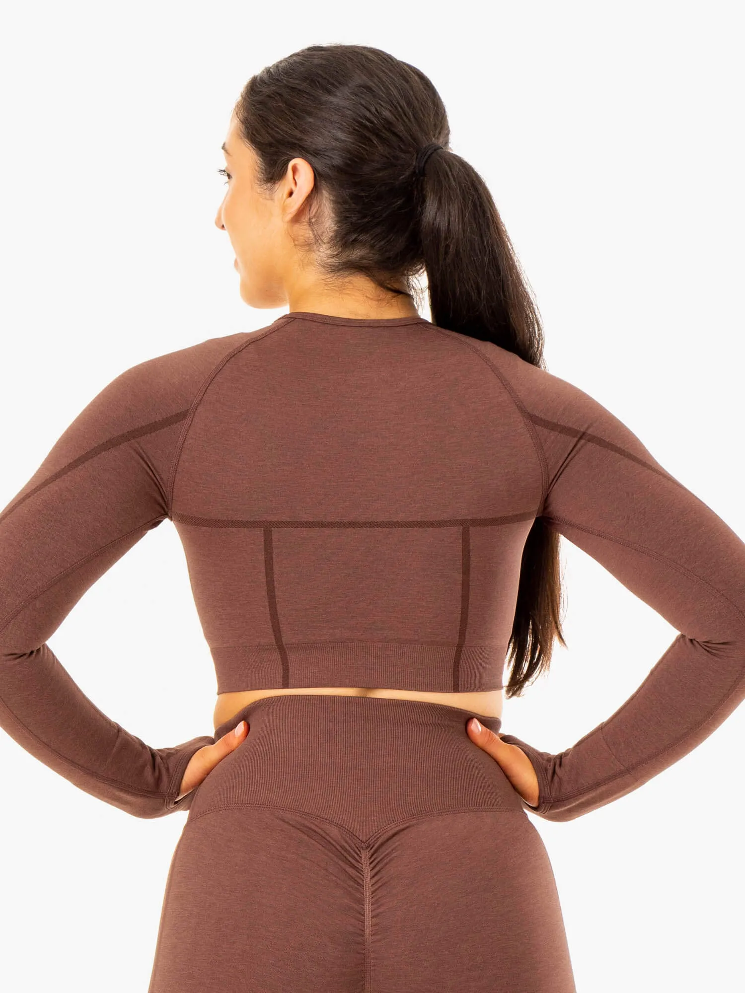 Enhance Seamless Long Sleeve Top - Chocolate sold by Ryderwear product image thumbnail 2