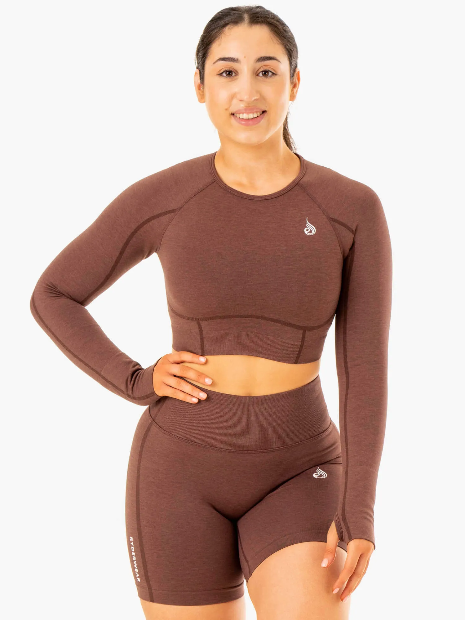 Enhance Seamless Long Sleeve Top - Chocolate sold by Ryderwear product image thumbnail 5