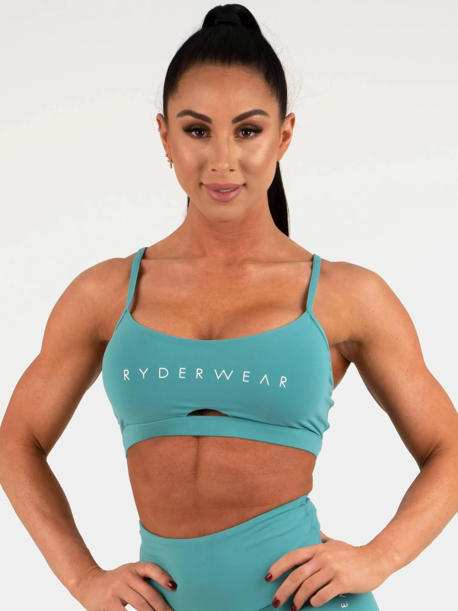 Staples Sports Bra - Teal sold by Ryderwear