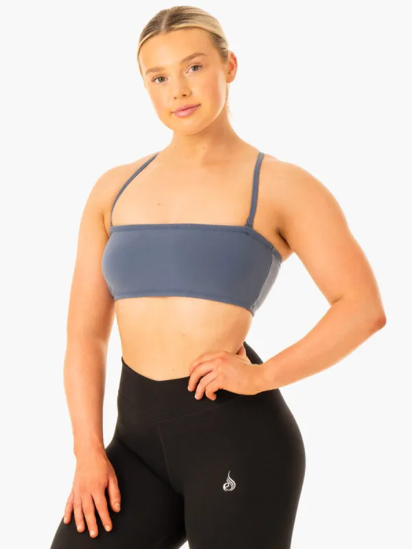 Convertible Bandeau Sports Bra - Steel Blue sold by Ryderwear
