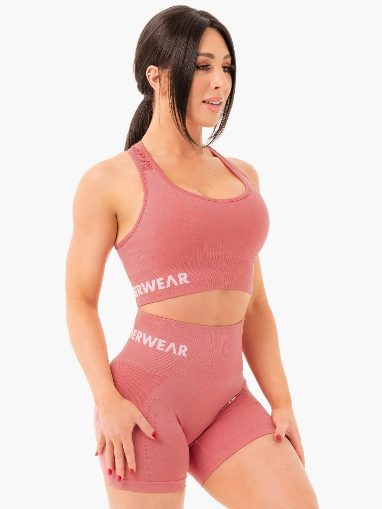 Seamless Staples Sports Bra - Rose Pink Marl sold by Ryderwear product image thumbnail 4