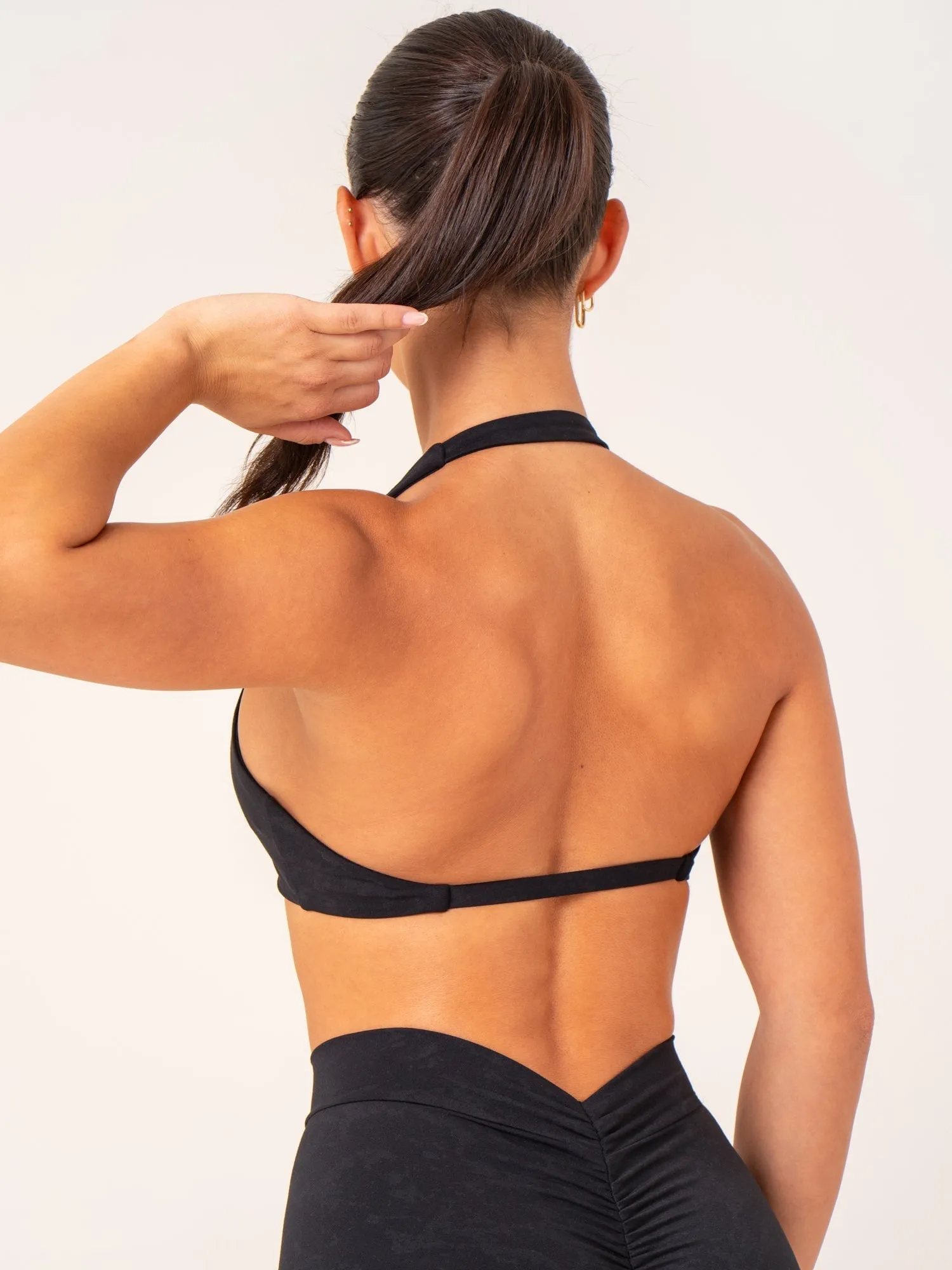 NKD Stonewash Halter Sports Bra - Black Stonewash sold by Ryderwear product image thumbnail 2