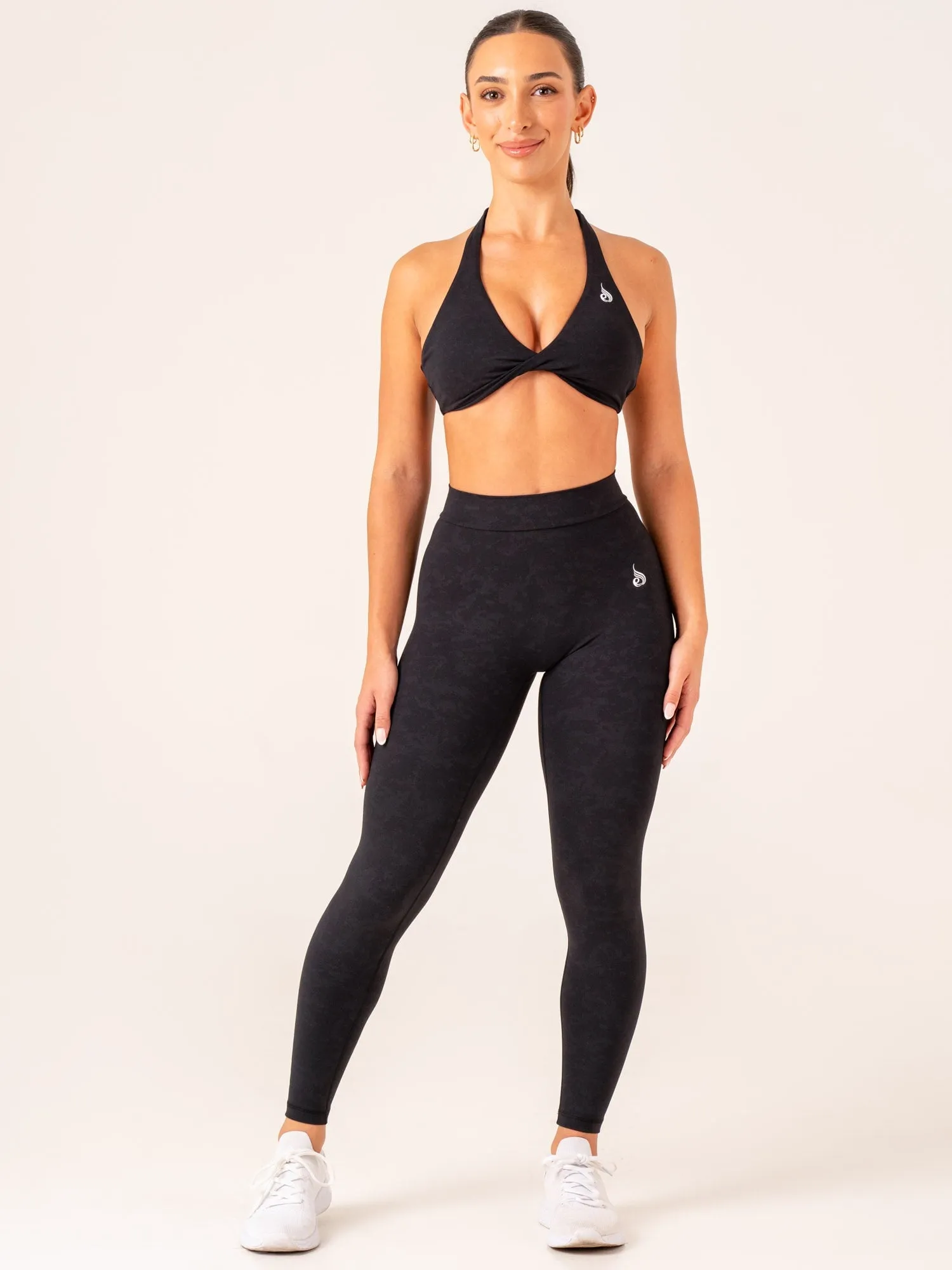 NKD Stonewash Halter Sports Bra - Black Stonewash sold by Ryderwear product image thumbnail 5