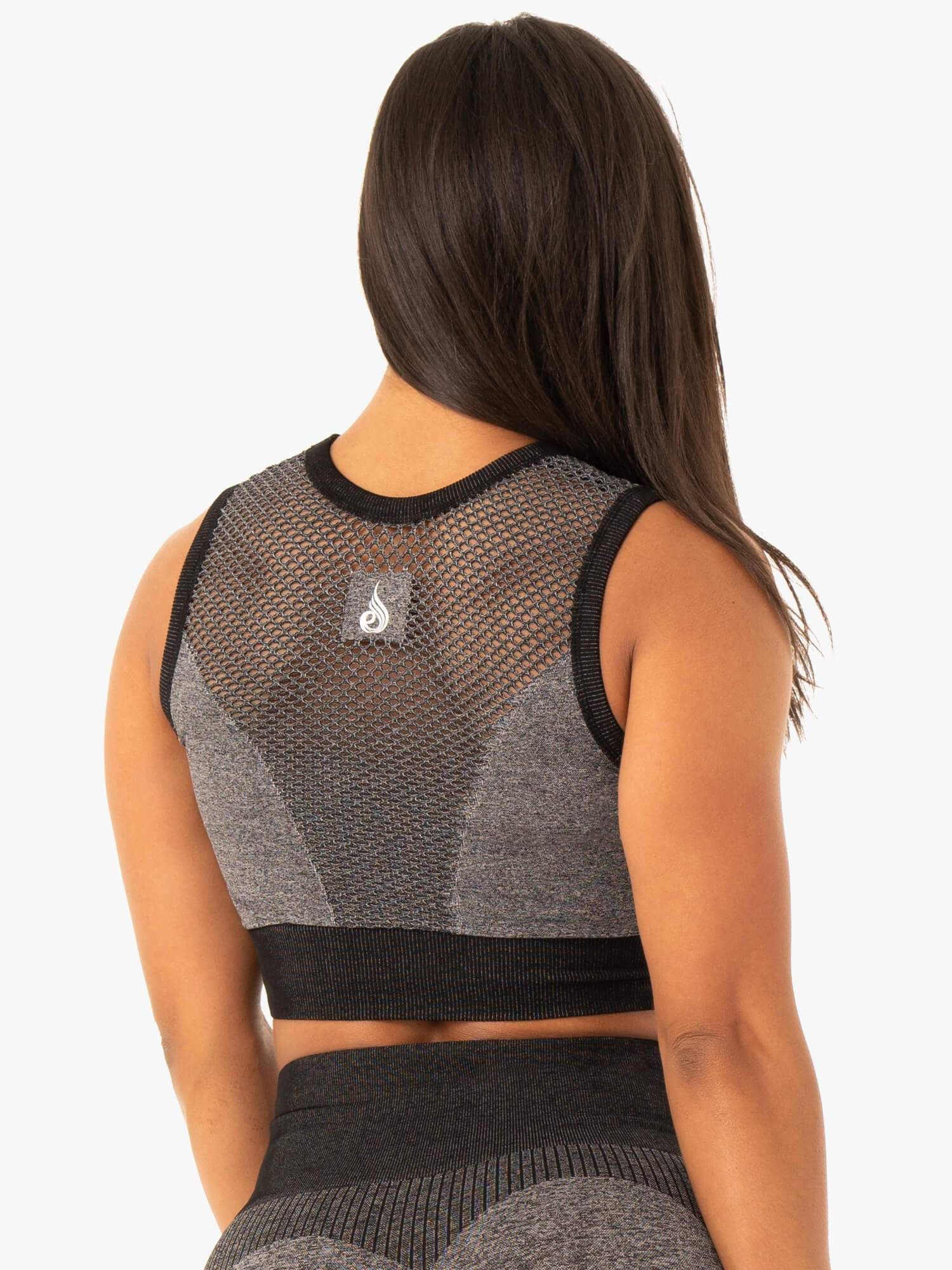 Oasis Seamless Crop Top - Black Marl sold by Ryderwear product image thumbnail 2