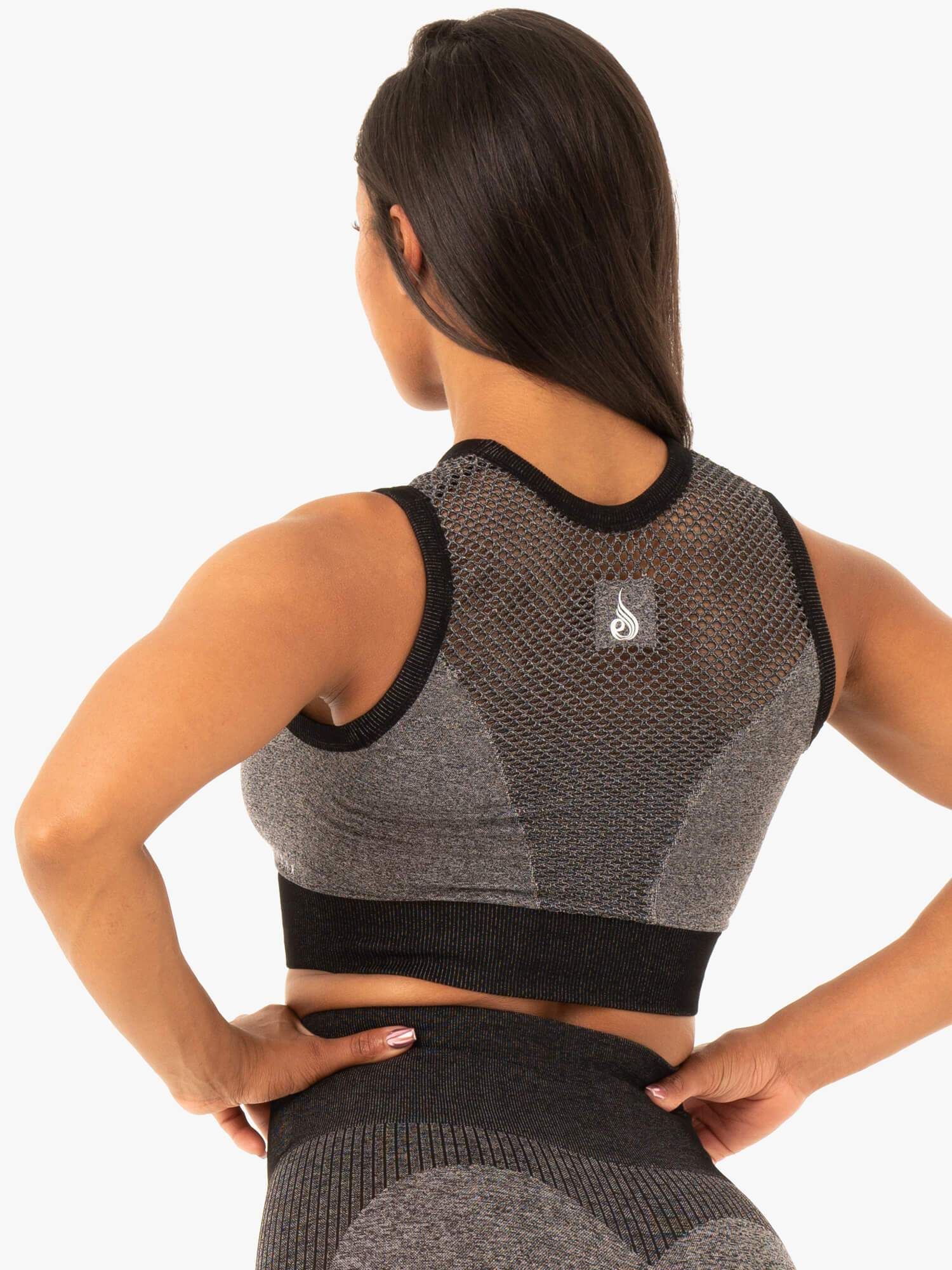 Oasis Seamless Crop Top - Black Marl sold by Ryderwear product image thumbnail 3