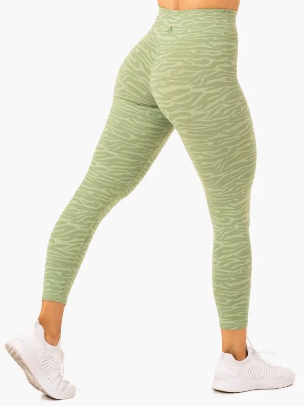Transform High Waisted Leggings - Jade Green Zebra sold by Ryderwear