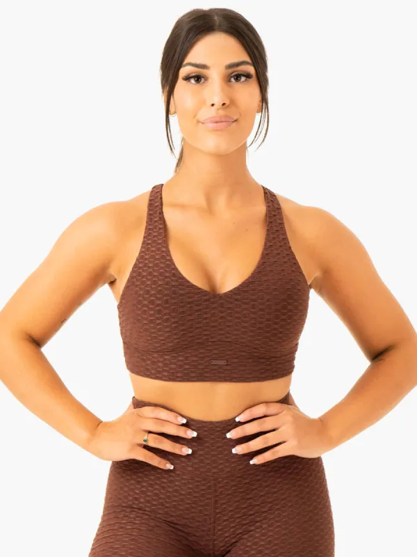 Optic V-Neck Sports Bra - Chocolate sold by Ryderwear