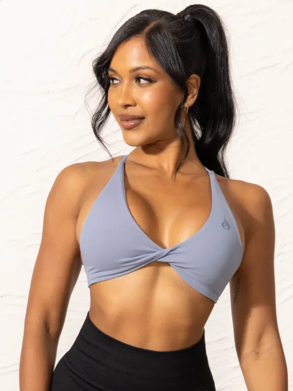 NKD Twist Sports Bra - Denim Blue sold by Ryderwear