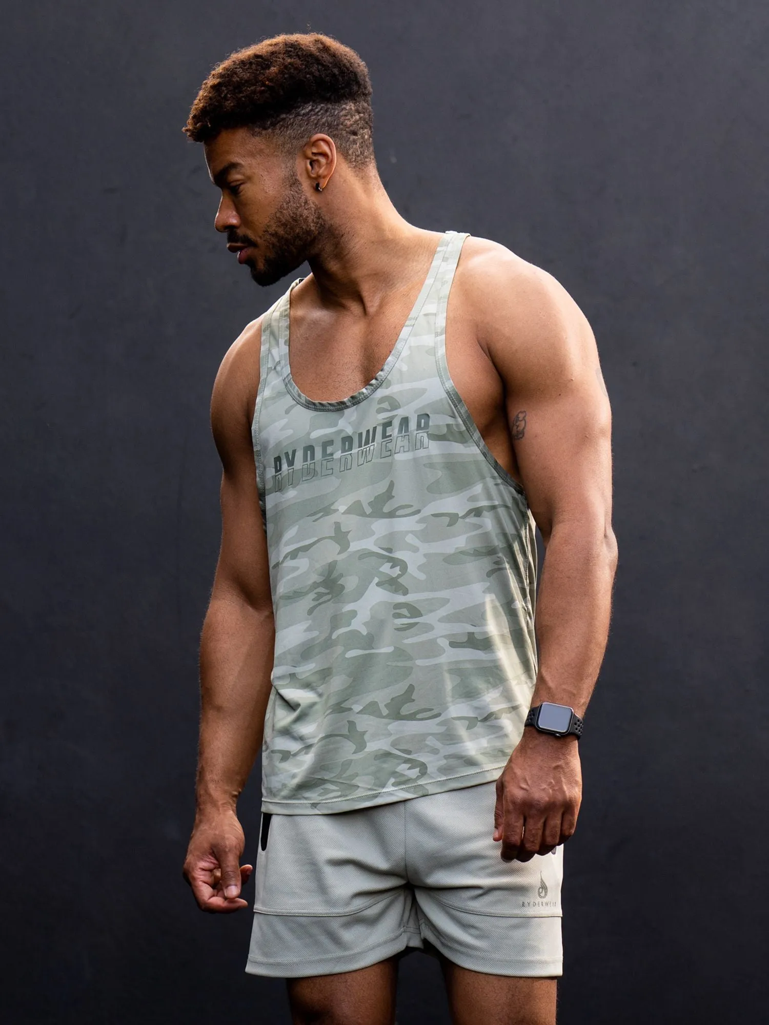 Overdrive Stringer T-Back - Sage Green Camo sold by Ryderwear