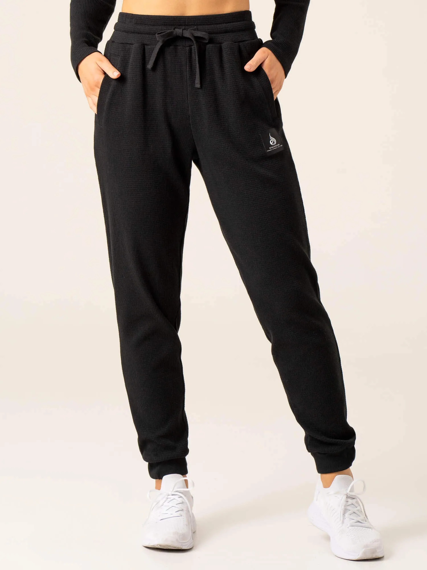 Women's Waffle Lounge Pants - Black sold by Ryderwear