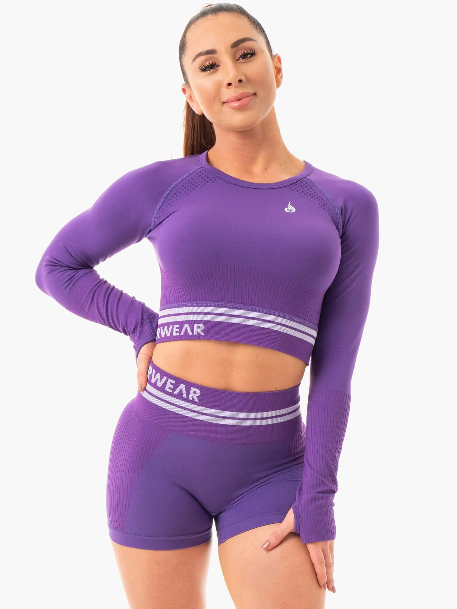 Freestyle Seamless Long Sleeve Crop - Purple sold by Ryderwear