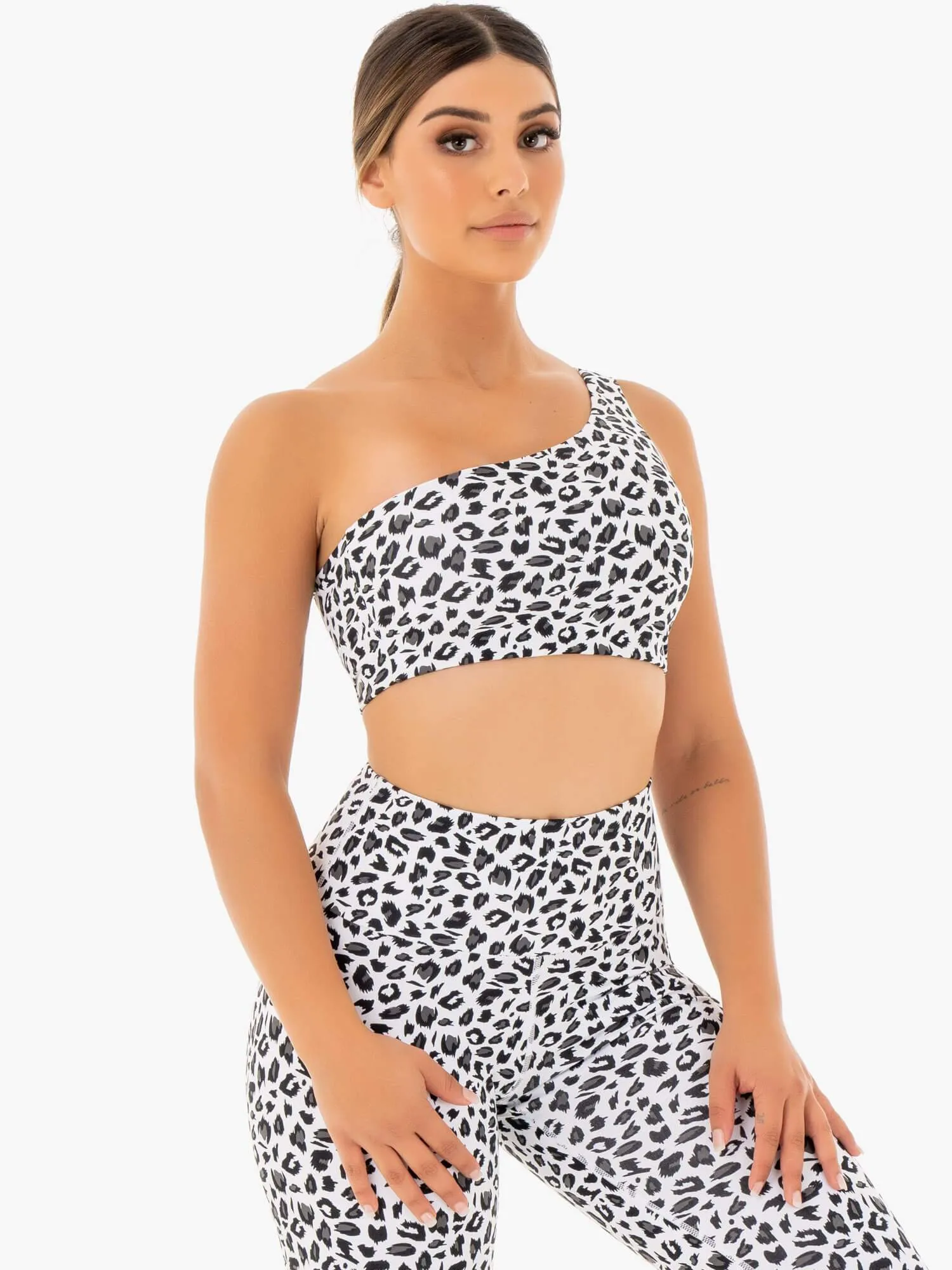 Adapt One Shoulder Sports Bra - Snow Leopard sold by Ryderwear product image thumbnail 4