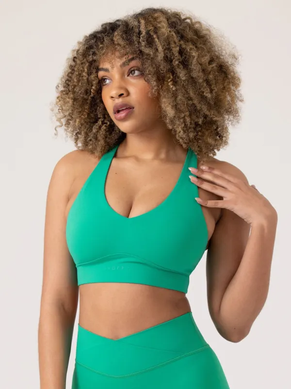 NKD Cross Over Sports Bra - Green sold by Ryderwear