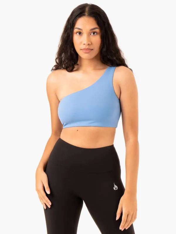 Adapt One Shoulder Sports Bra - Sky Blue sold by Ryderwear