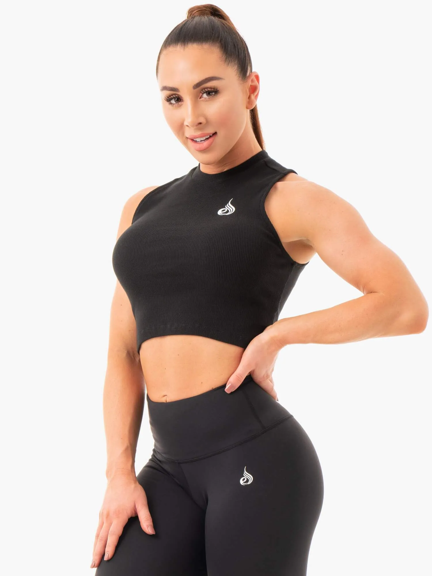 Ribbed Crop Tank - Black sold by Ryderwear product image thumbnail 3