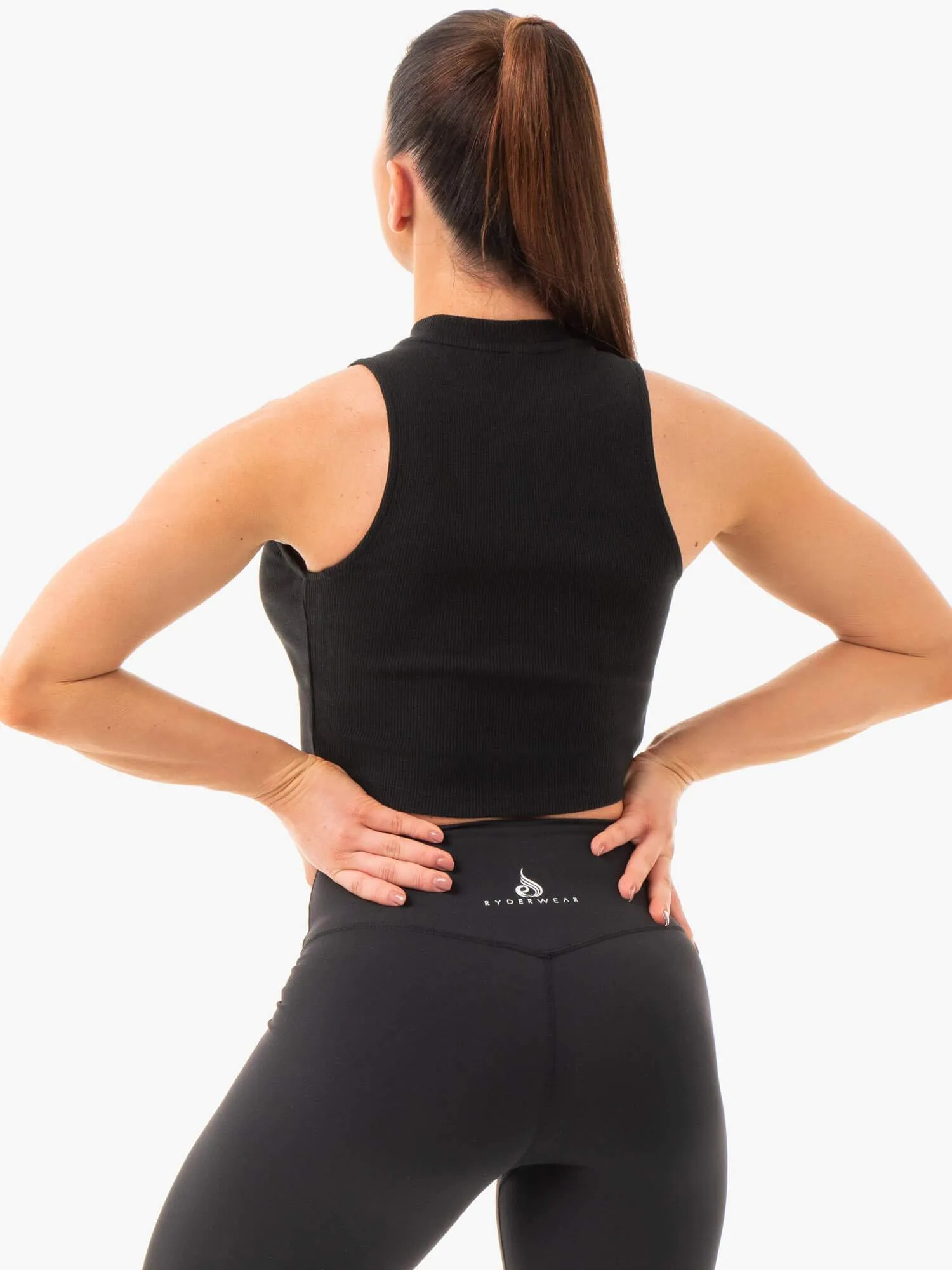 Ribbed Crop Tank - Black sold by Ryderwear product image thumbnail 2