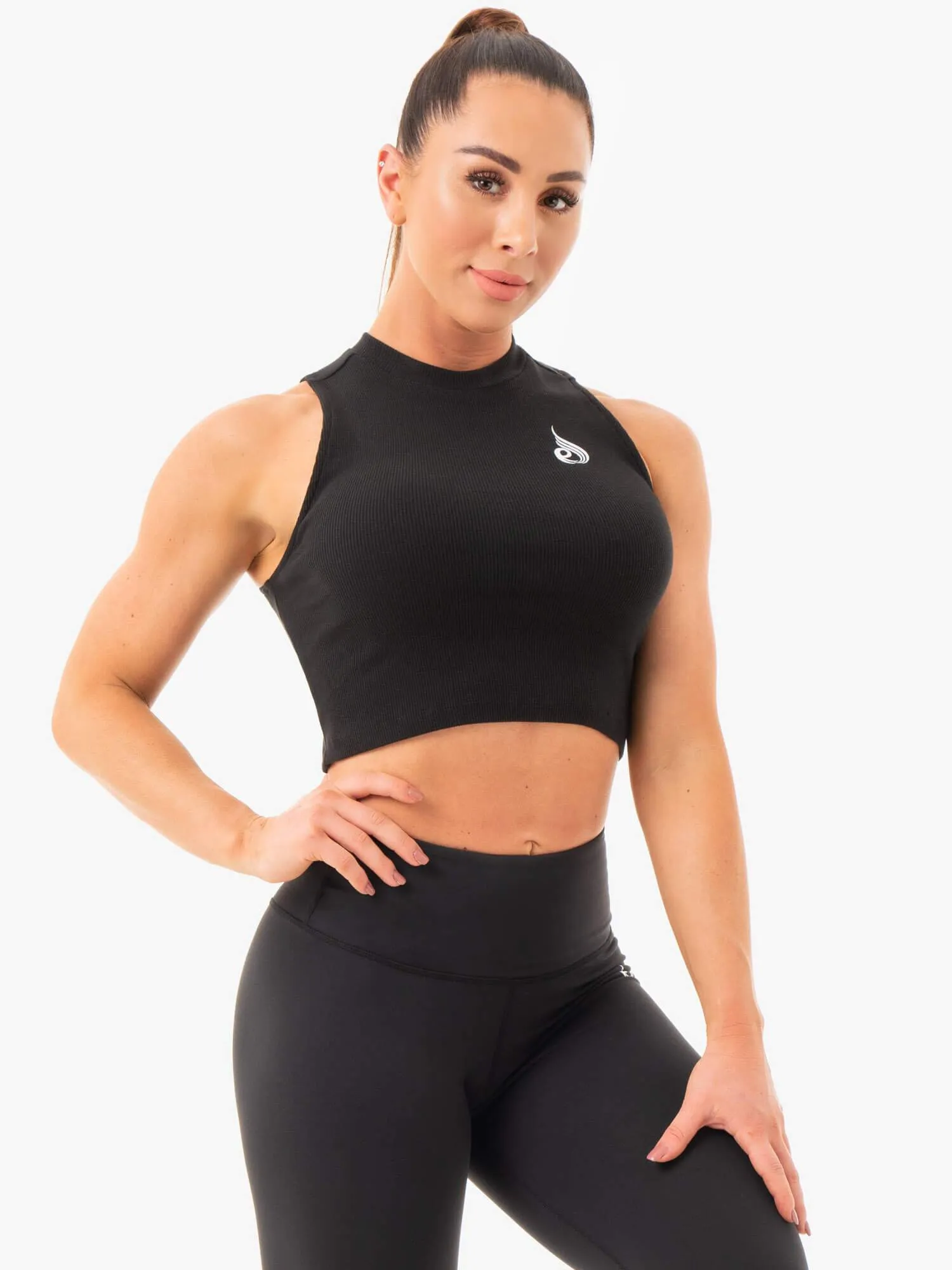 Ribbed Crop Tank - Black sold by Ryderwear product image thumbnail 4
