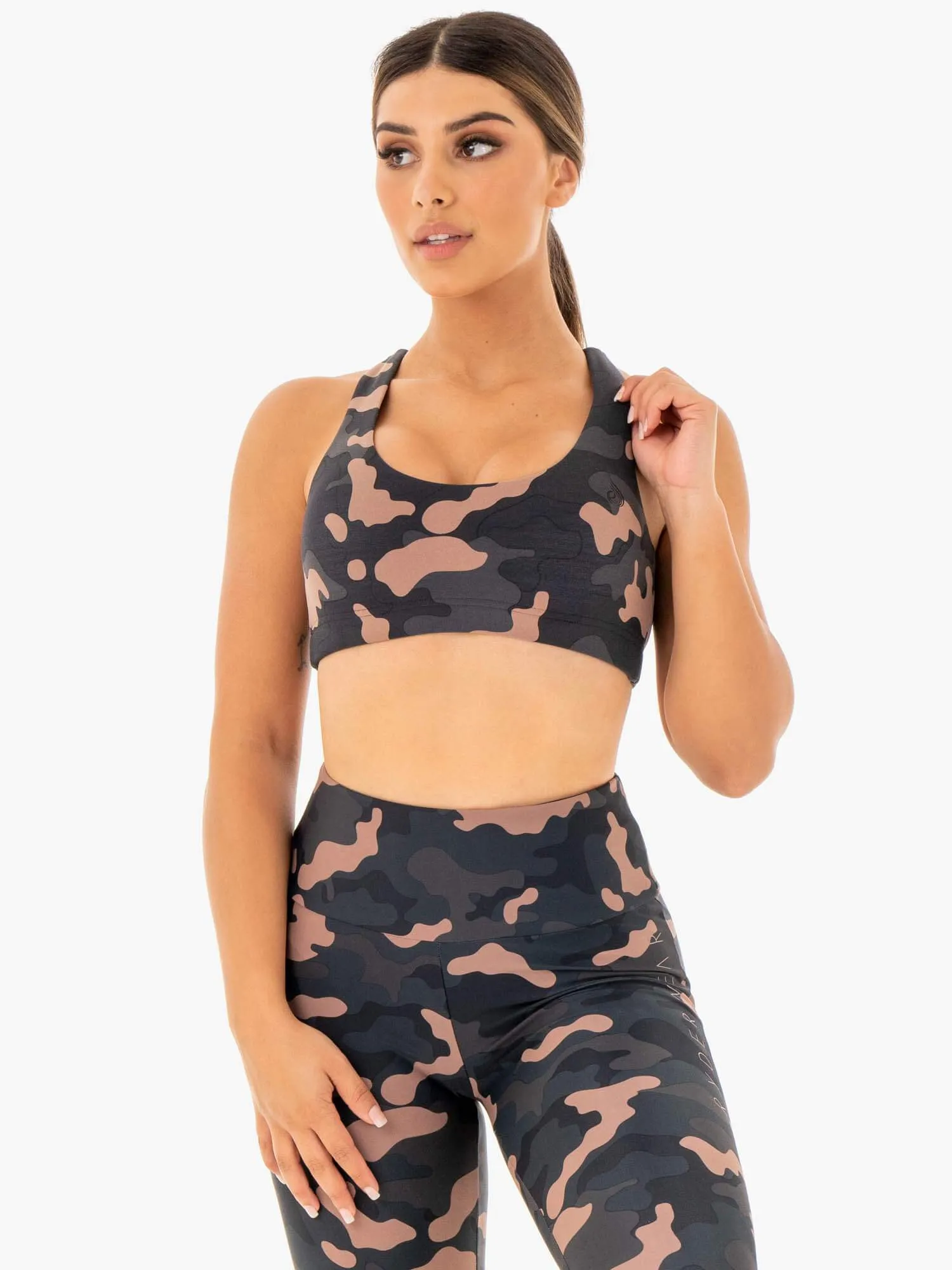Camo Sports Bra - Rose Camo sold by Ryderwear