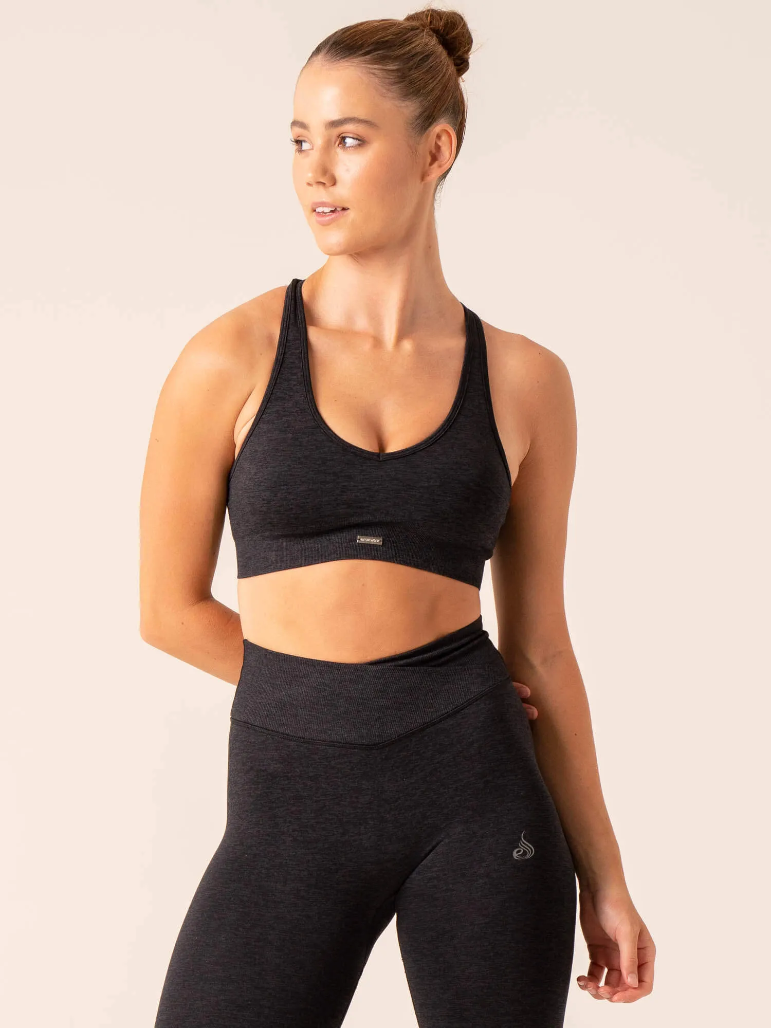 Focus Seamless Sports Bra - Black Marl sold by Ryderwear product image thumbnail 3
