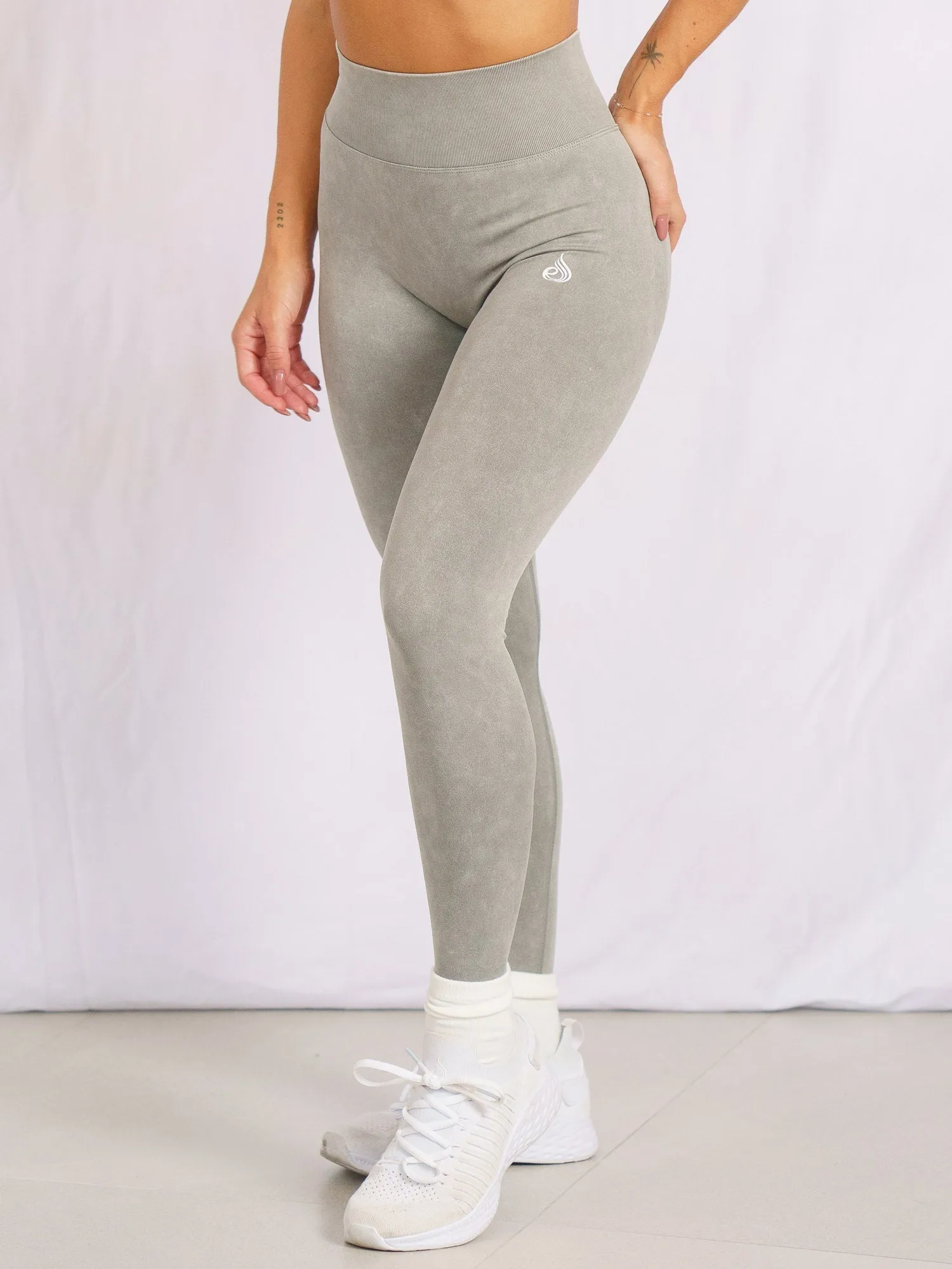 Stonewash Scrunch Seamless Leggings - Khaki Stonewash sold by Ryderwear product image thumbnail 4