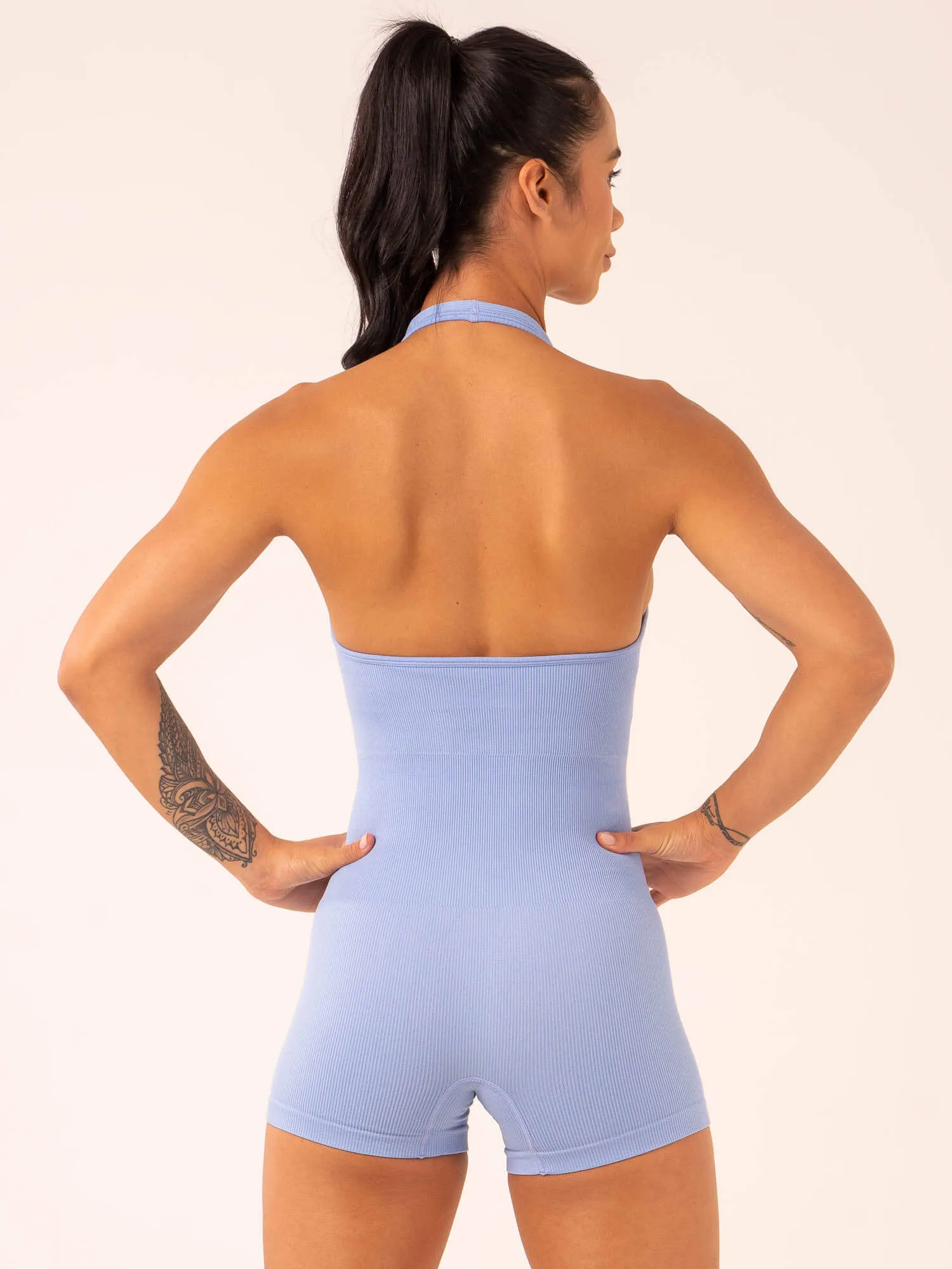 Lift Rib Seamless Halter Bodysuit - Cornflower Blue sold by Ryderwear product image thumbnail 3