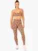 Hybrid Full Length Leggings - Tan Leopard sold by Ryderwear