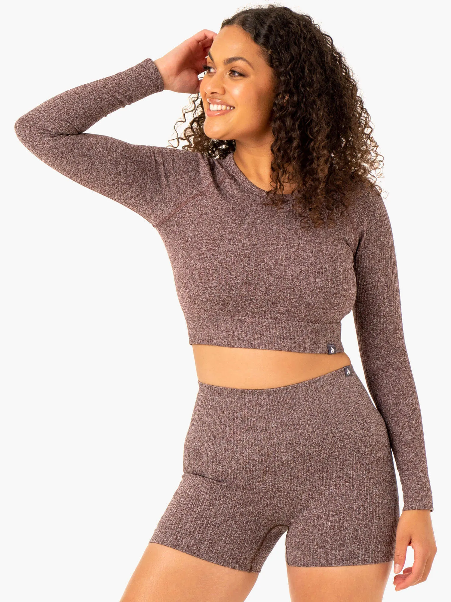 Rib Seamless Long Sleeve Top - Chocolate Marl sold by Ryderwear product image thumbnail 3