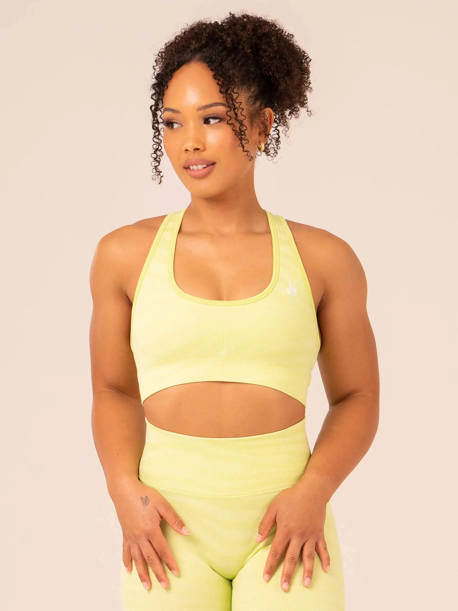 Zebra Seamless Sports Bra - Lime Zebra sold by Ryderwear