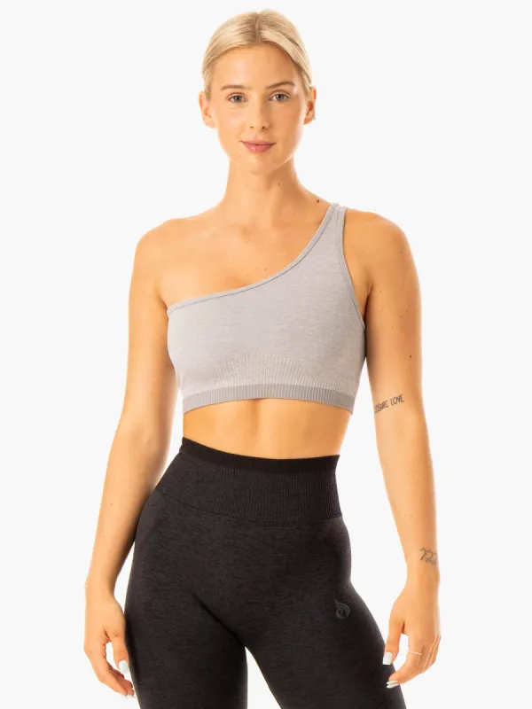 Excel Seamless One Shoulder Sports Bra - Grey Marl sold by Ryderwear