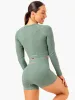 Rib Seamless Long Sleeve Top - Green Marl sold by Ryderwear
