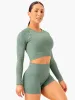 Rib Seamless Long Sleeve Top - Green Marl sold by Ryderwear
