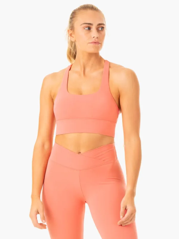 Flow Square Neck Sports Bra - Rose Pink sold by Ryderwear