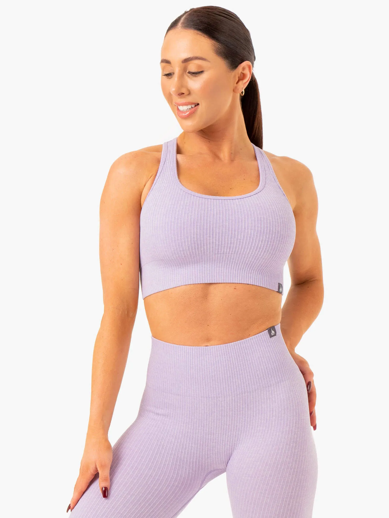 Rib Seamless Sports Bra - Lavender Marl sold by Ryderwear