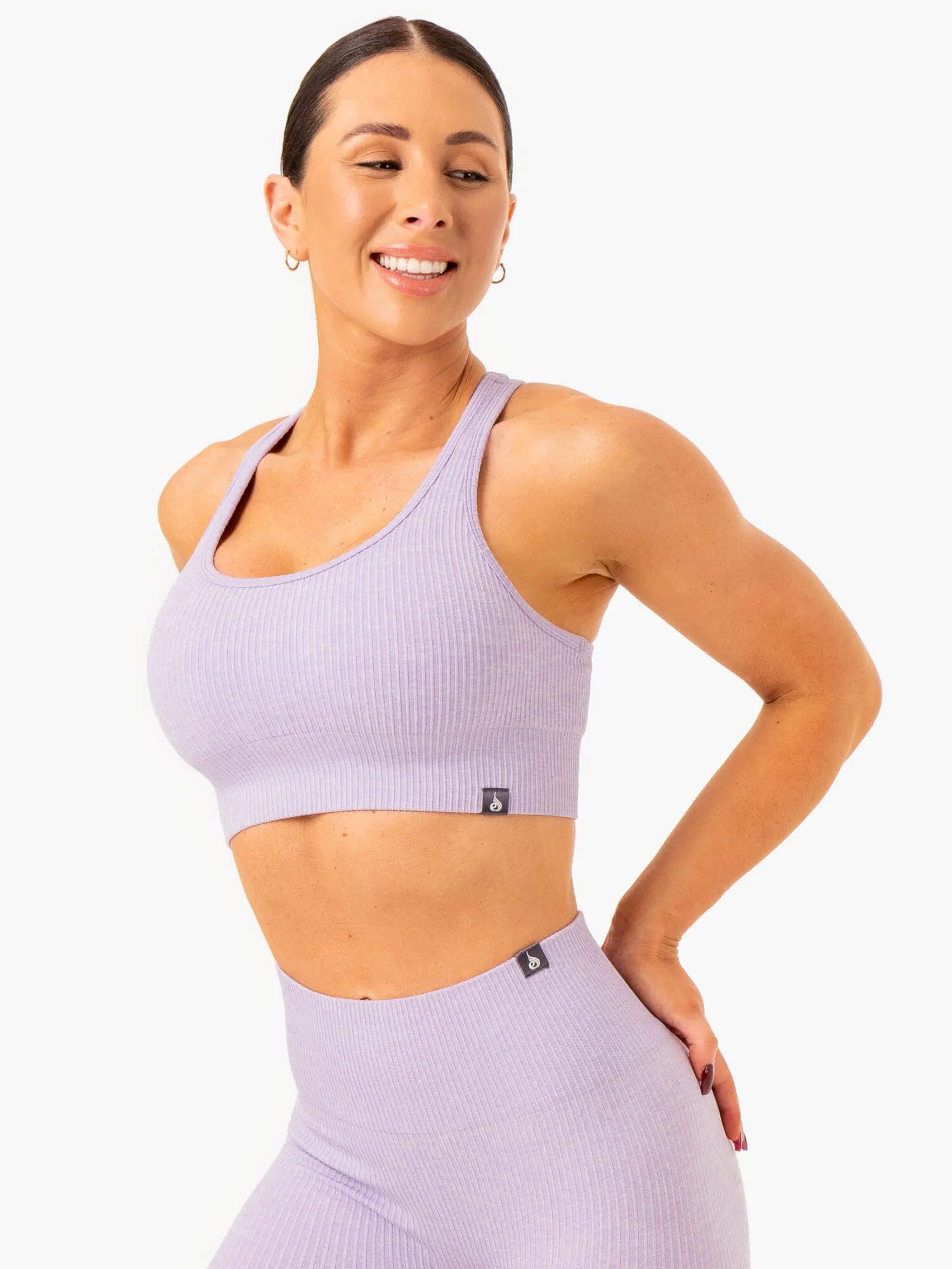 Rib Seamless Sports Bra - Lavender Marl sold by Ryderwear product image thumbnail 3