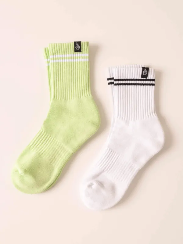 Stripe Crew Socks - White/Lime sold by Ryderwear