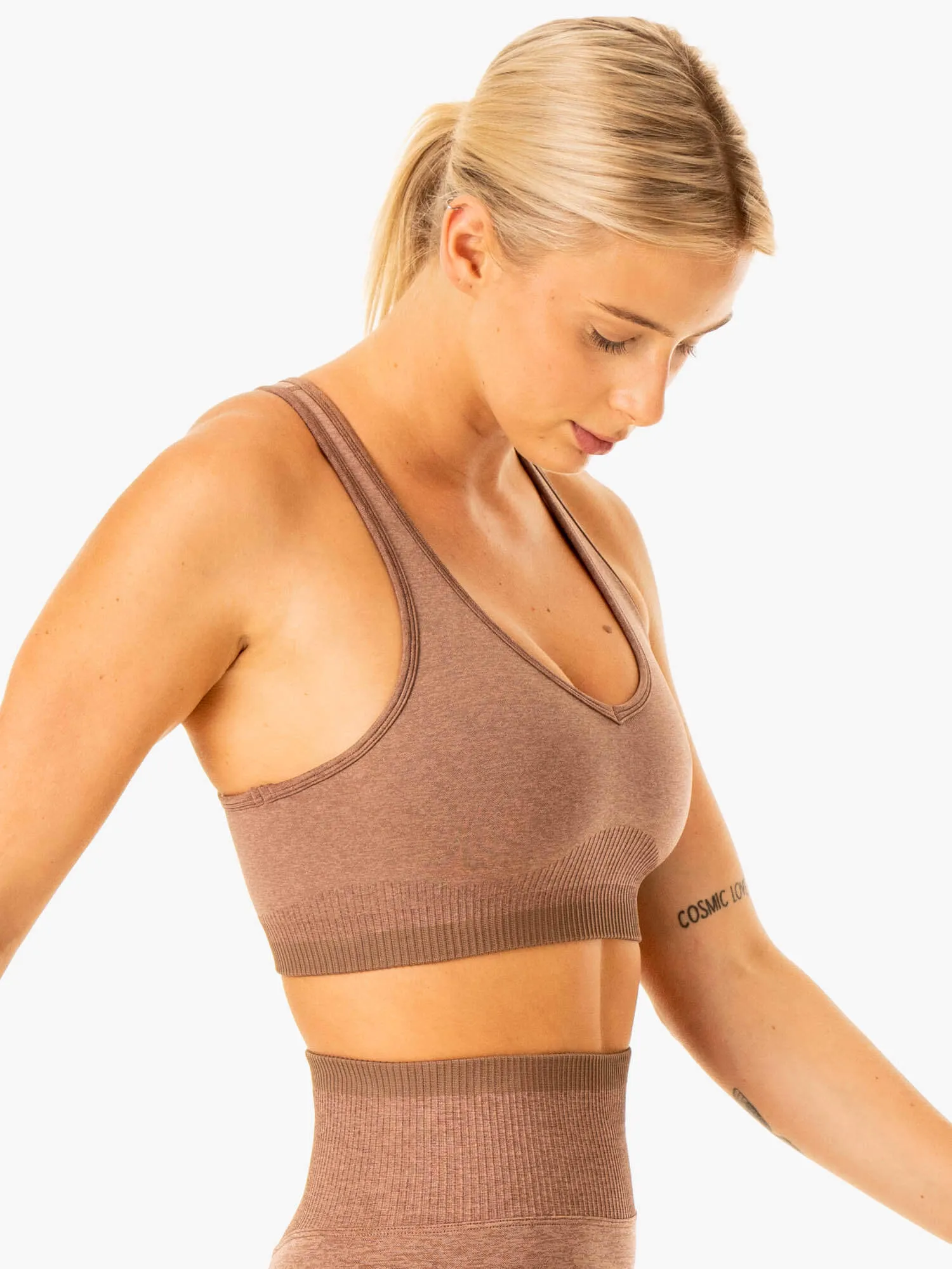 Excel Seamless Sports Bra - Mocha Marl sold by Ryderwear product image thumbnail 3