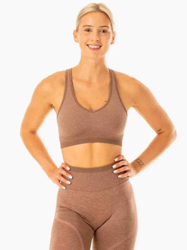 Excel Seamless Sports Bra - Mocha Marl sold by Ryderwear