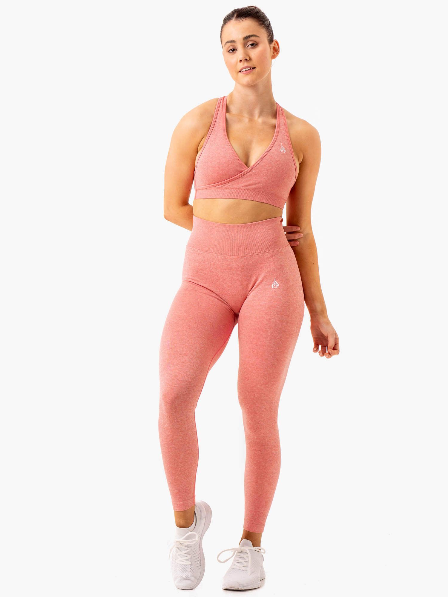 Essential Seamless Cross Over Sports Bra - Pink Marl sold by Ryderwear product image thumbnail 4
