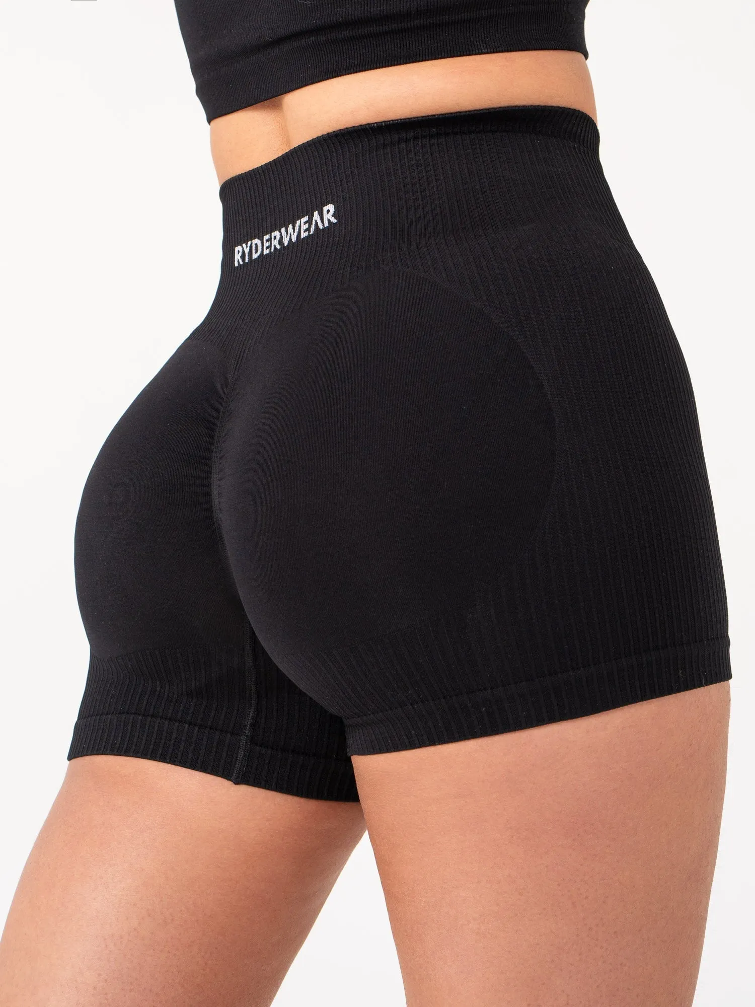 Rib Scrunch Seamless Shorts - Black sold by Ryderwear product image thumbnail 4