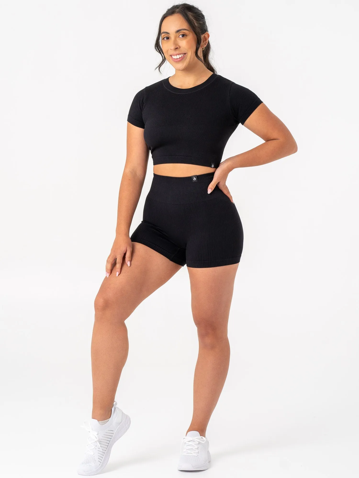 Rib Scrunch Seamless Shorts - Black sold by Ryderwear product image thumbnail 5
