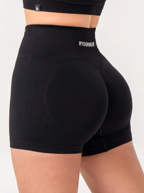 Rib Scrunch Seamless Shorts - Black sold by Ryderwear