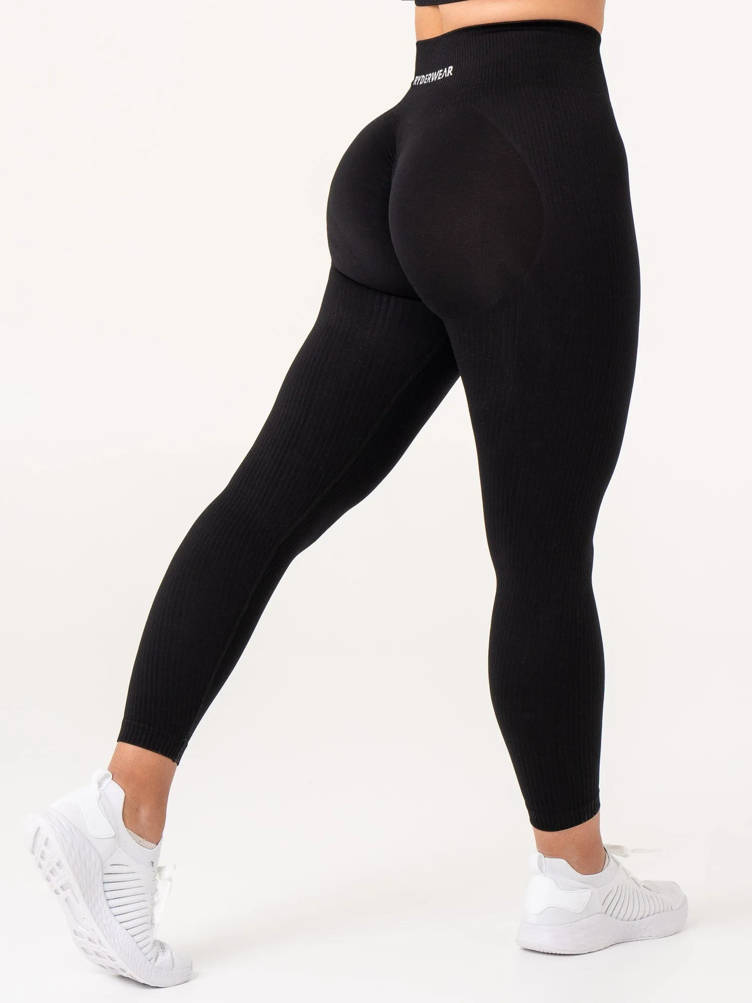 Rib Scrunch Seamless Leggings - Black sold by Ryderwear product image thumbnail 5