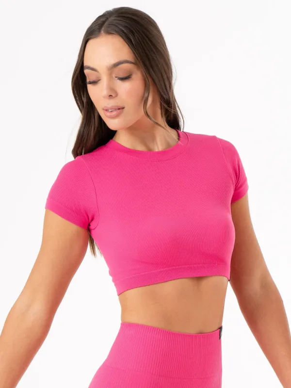 Rib Seamless T-Shirt - Hot Pink sold by Ryderwear