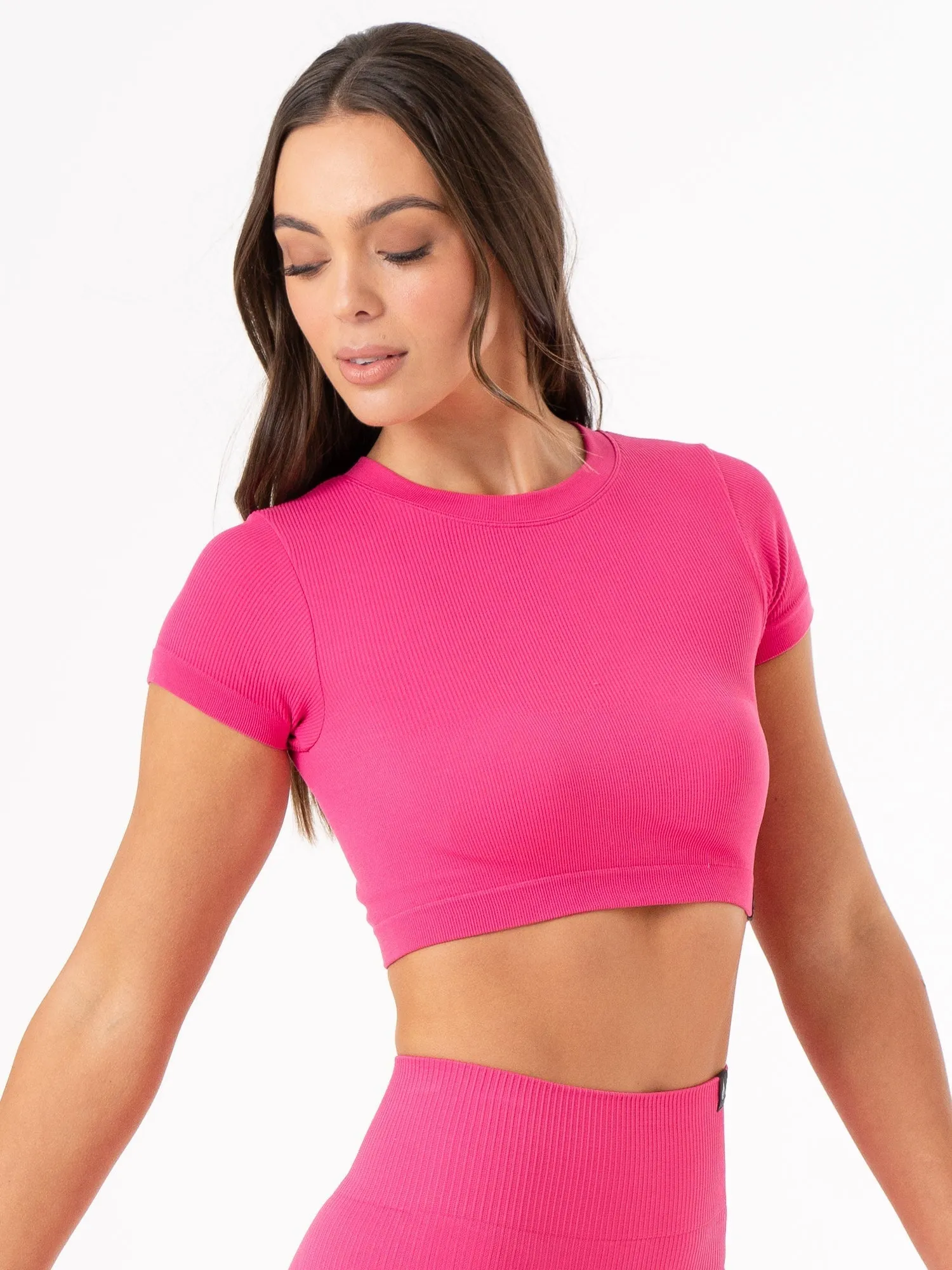 Rib Seamless T-Shirt - Hot Pink sold by Ryderwear
