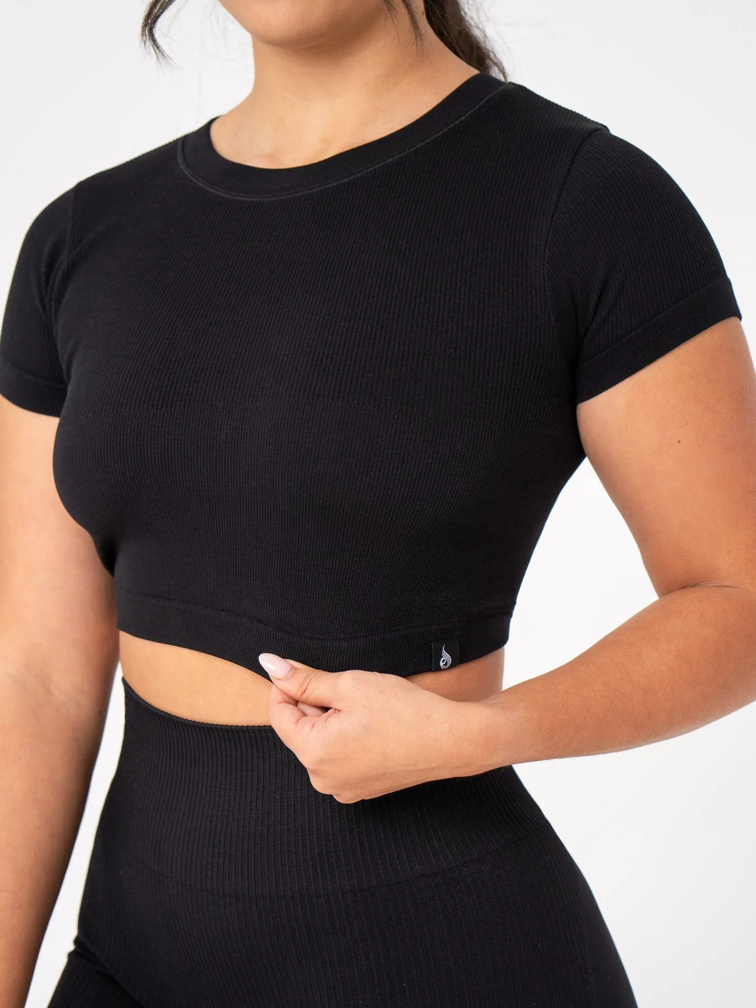 Rib Seamless T-Shirt - Black sold by Ryderwear product image thumbnail 4